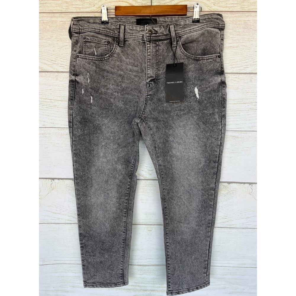 Nickel & Iron Jeans Mens 36X32 (31") Acid Distress Modern Slim Fit Stretch New